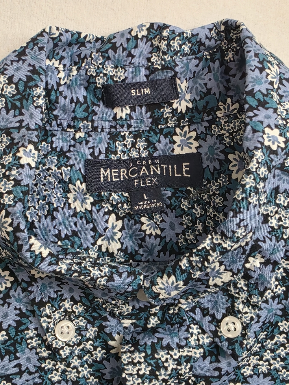J.Crew Mercantile Flex Slim Floral Button-Down Shirt - Blue